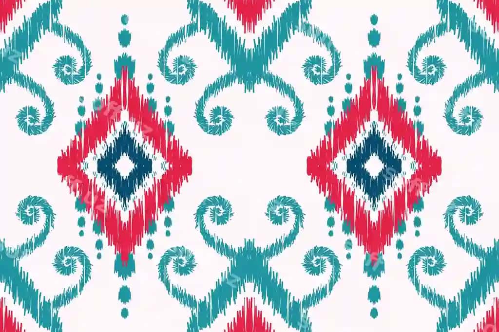 An'naviy ikat etnik chegirma uslubi geometric etnik fon bilan | Traditional ikat ethnic seamless pattern with geometric tribal background 2