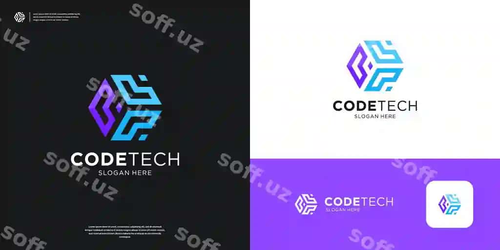 Geometrik kodlash programmalaştirish logotip dizayn şabloni | Geometric coding programing logo design template
