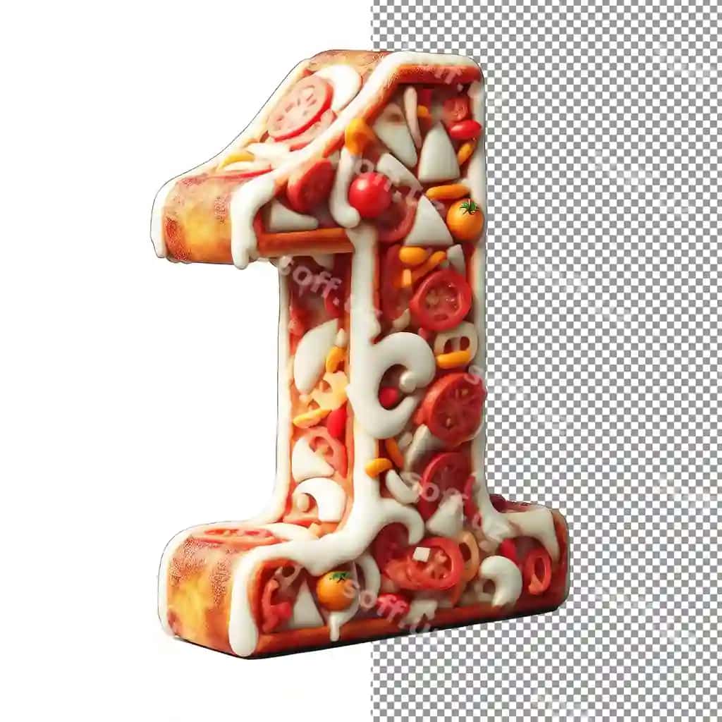 Noyob pizza uslubidagi raqamli png | Unique pizza styled numeral png