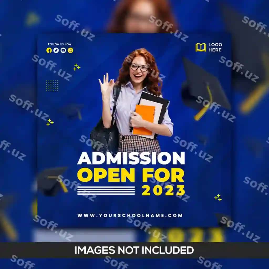 Maktabga qabul qilish bo'yicha ijtimoiy tarmoqlardagi post | School admission social media post