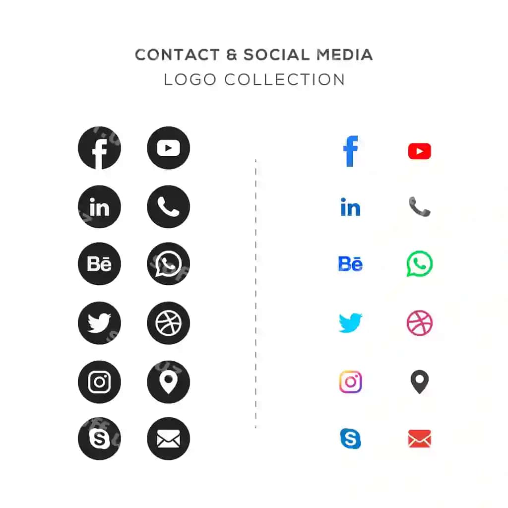Aloqa ijtimoiy tarmoqlar logotiplari to'plami | Contact social media logos collection