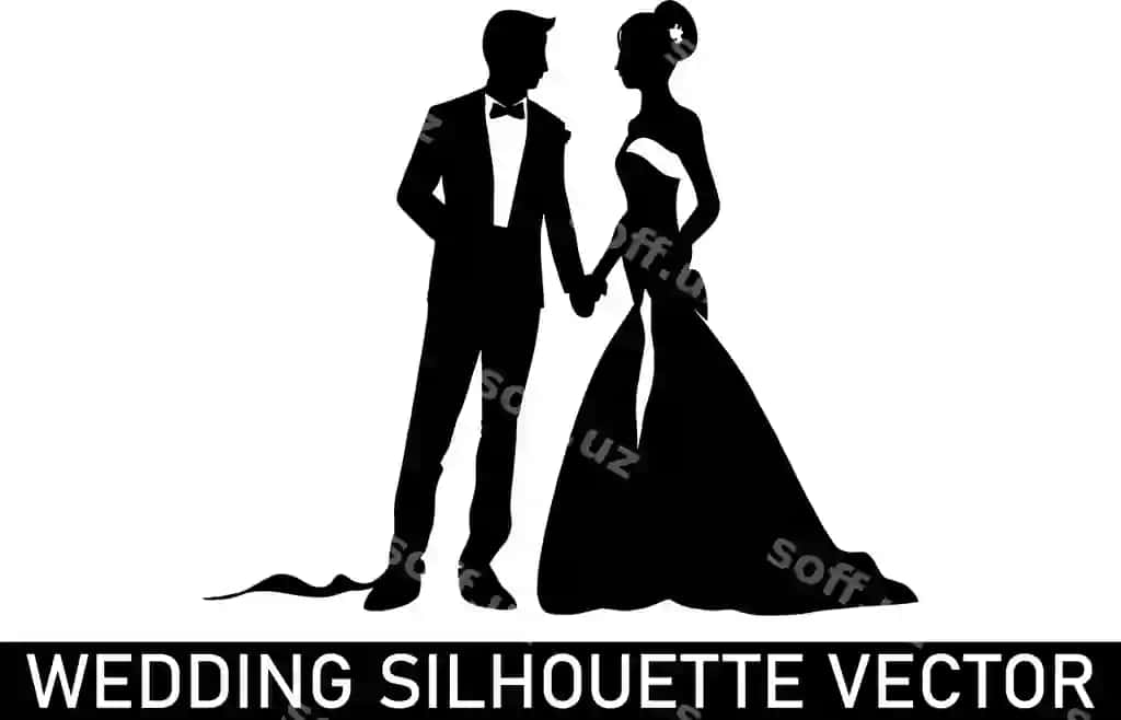 Tur juftligi siluetta vektor romantik tur siluetta tur | Wedding couple silhouette vector romantic wedding silhouette wedding