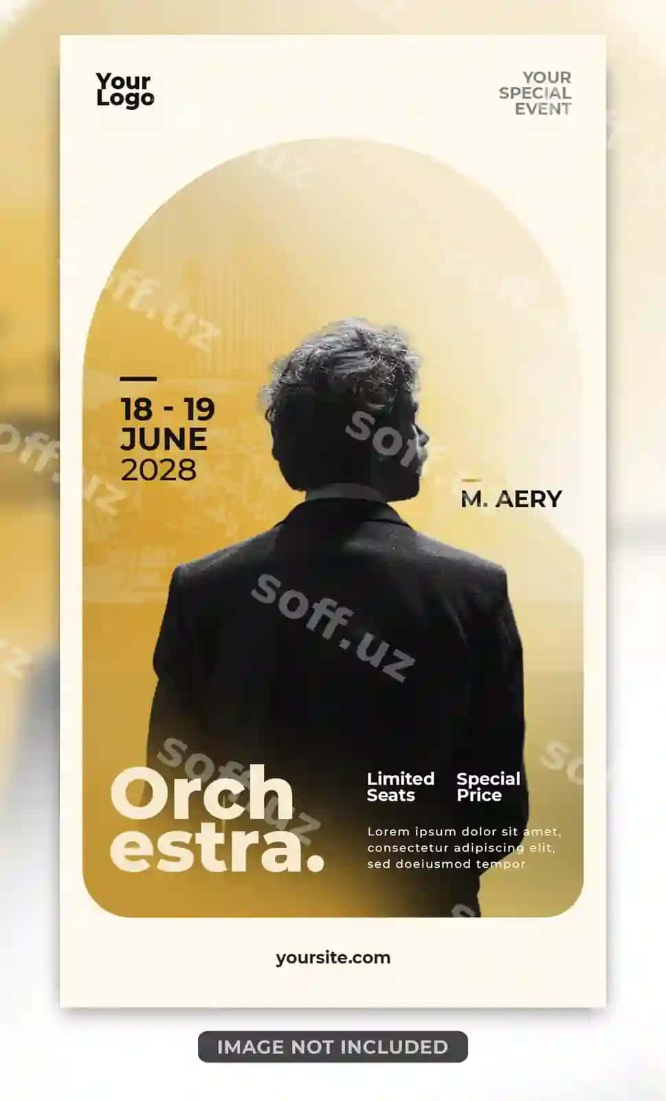 Orkestra klassik musiqa tadbir ijtimoiy media plakati | Orchestra classical music event social media poster