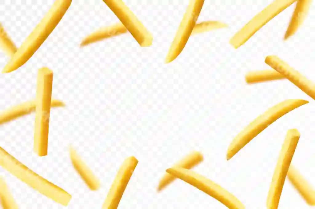 Frenc fries orqa fon fast food baner qarqatgan frenc fries kartoshkalar | French fries background fast food banner flying french fries potatoes