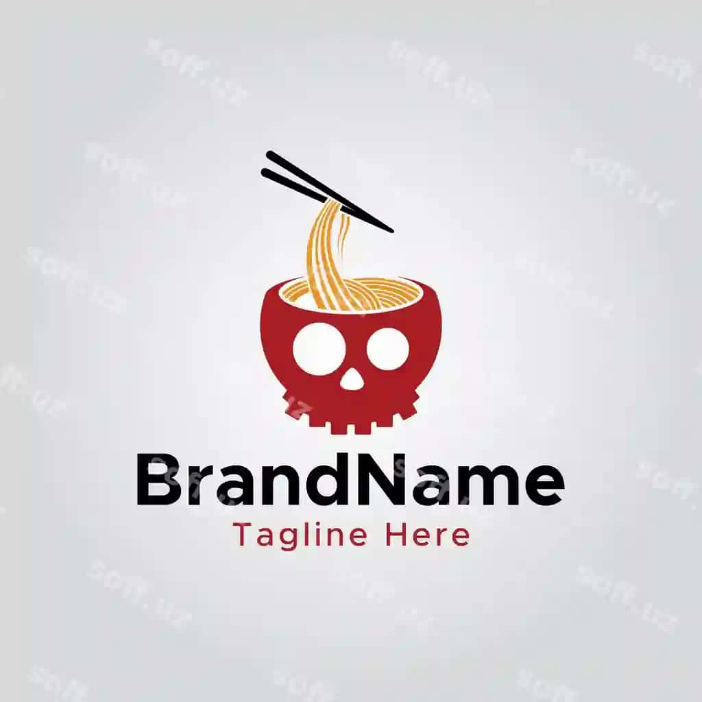 Ramen o'lik logotipi dizayn piktogramma elementi vektori | Ramen dead logo design icon element vector