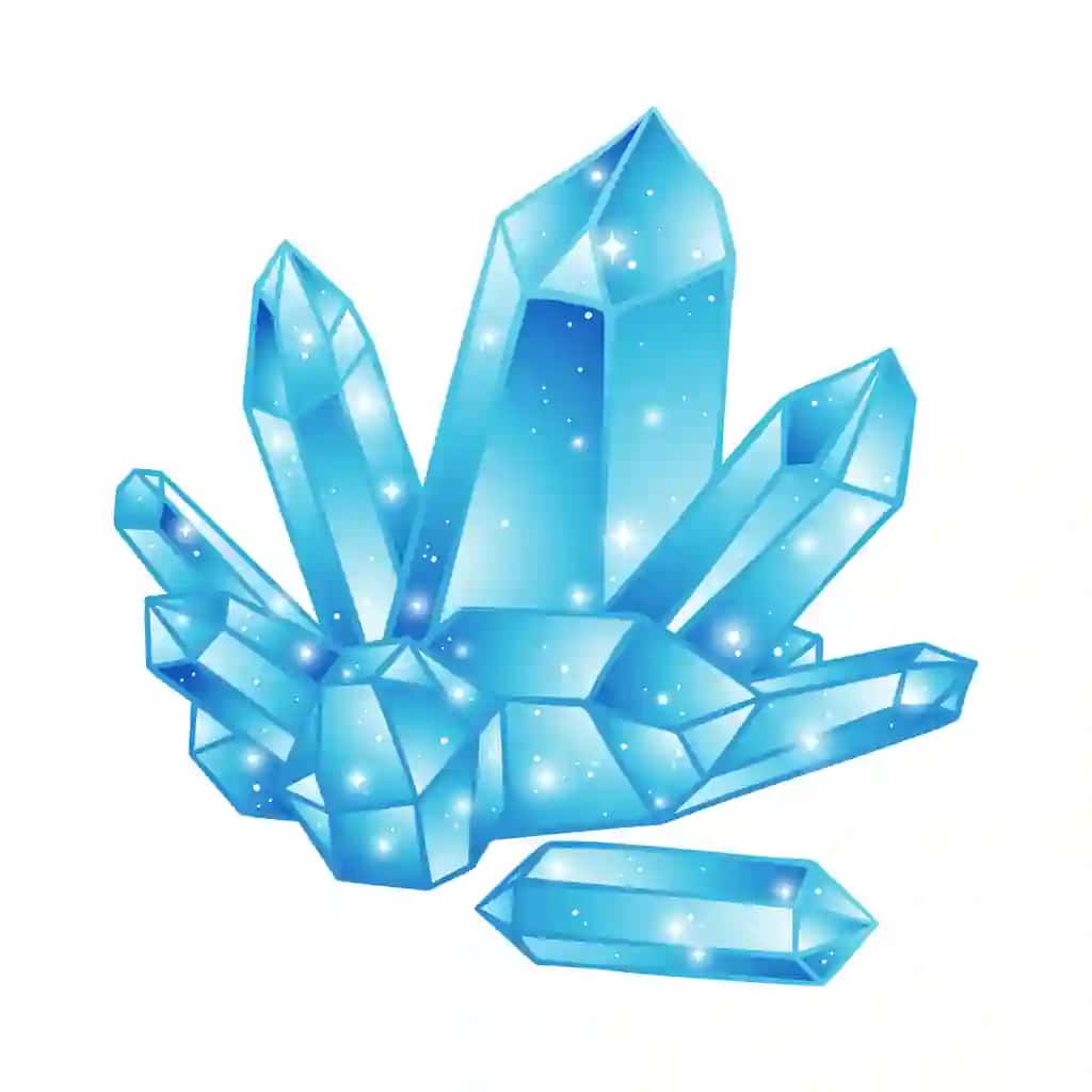 Moviy kristallar druse izolyatsiya qilingan oq fon qo'lda chizilgan vektor | Blue crystals druse isolated white background hand drawn vector