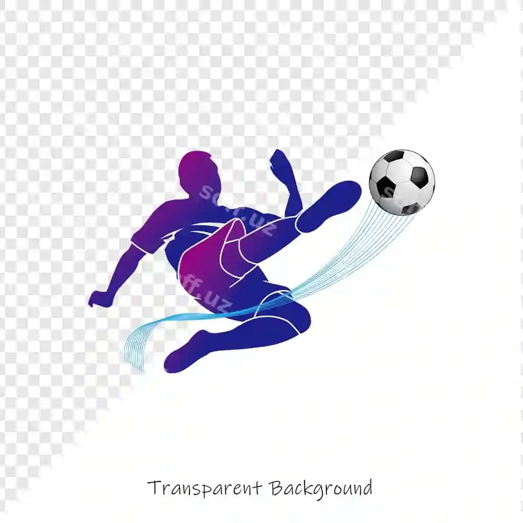 Futbol o'yinchi futbolni tepkazot gradient siluet bilan | Soccer player kicking football with gradient silhouette