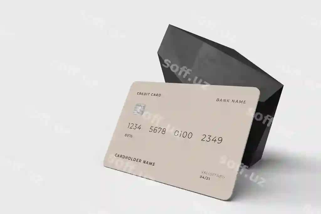 Kredit karta 3D dizayn kontseptsiya mockup shablon | Credit card 3d design concept mockup template