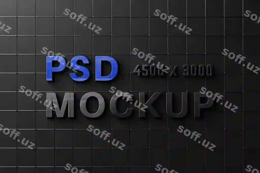 Realistik shisha logo devor namunasi | Realistic glass logo wall mockup