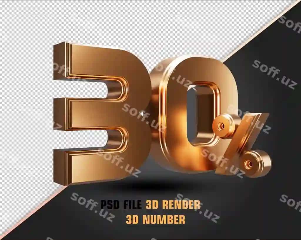 30 foizli 3D matn | 30 percent 3d text