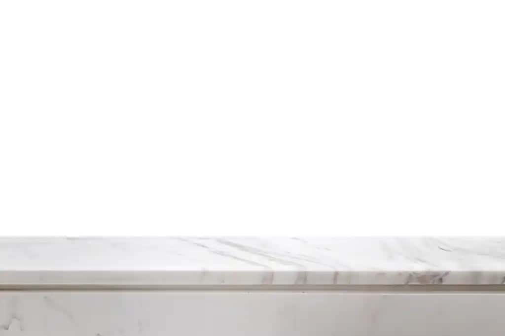 Oq marmar toshli stol usti izolyatsiyalangan oq fon mahsuloti ekrani | White marble stone table top isolated white background product display