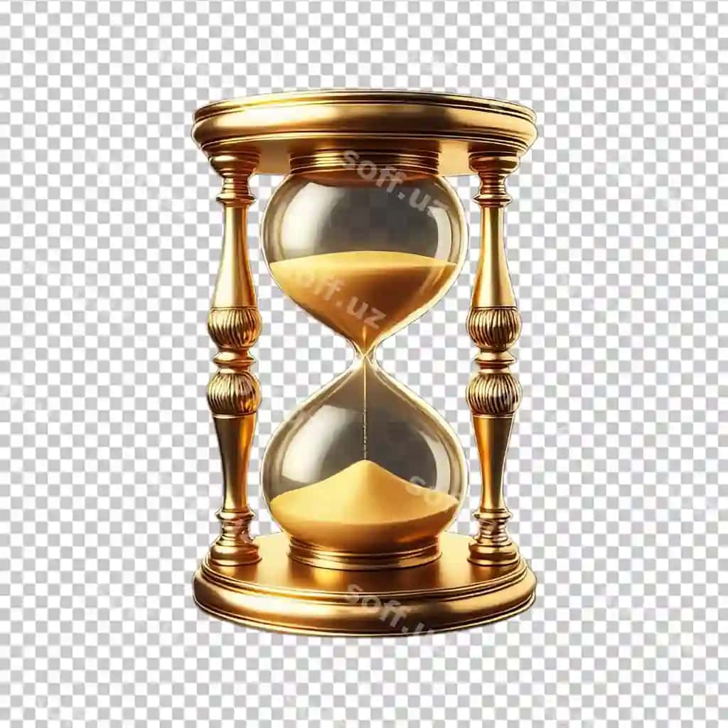 Eski oltin soat qutisi ajraltirilgan shaffof fonda png | Vintage golden hourglass isolated transparent background png