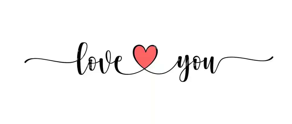 Sevaman zamonaviy chiziqli qalam bilan chizilgan bitta chiziqlı kaligrafiyada qalb | Love you modern ink brush continuous one line calligraphy with heart