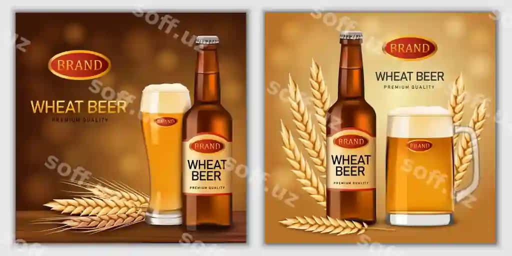 Pivo shishalari uchun shisha banner to'plami | Beer bottles glass banner set