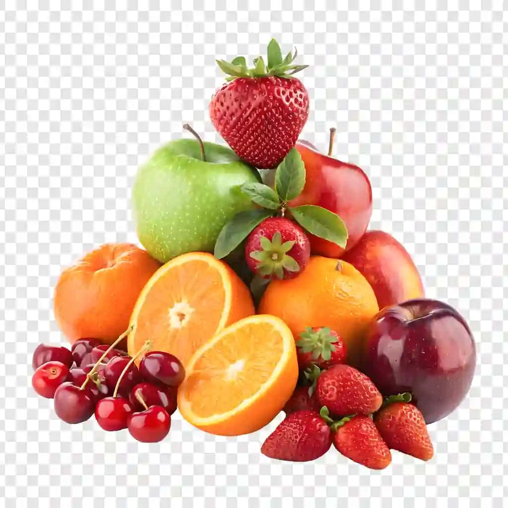 Assortiment yangi mevalar olma apelsin qulupnay gilos | Assortment fresh fruits apples oranges strawberries cherries