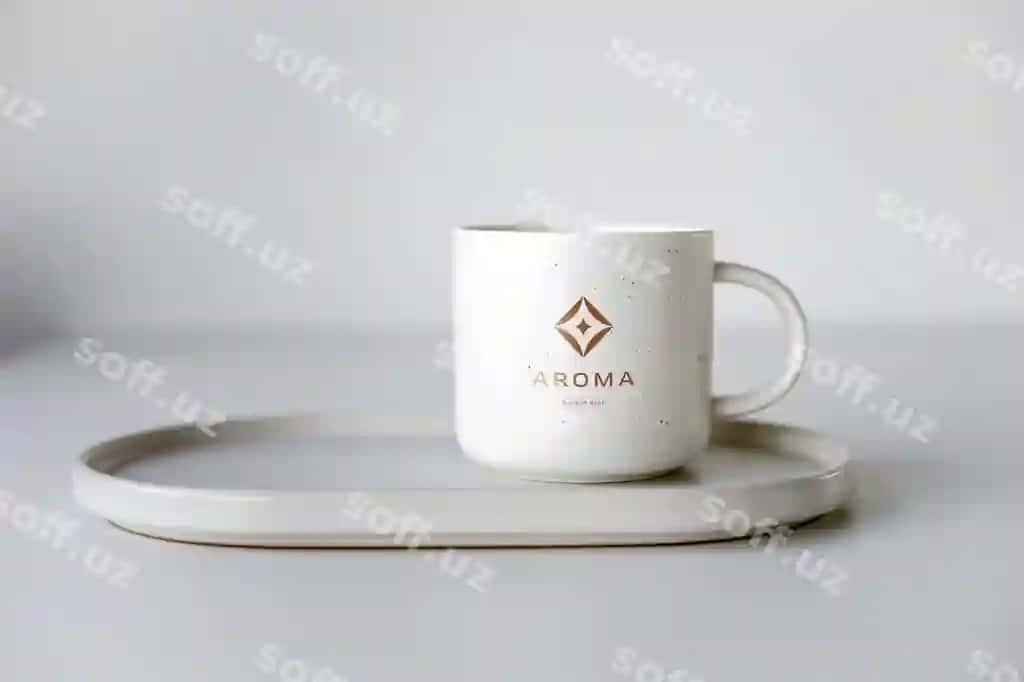 Chiroyli hasharot logotip namunasi qahvehozon | Luxury logo mockup elegant coffee mug 2