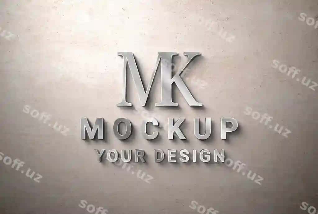Marmar logo dizayn mockup yorqinlik bilan | Marble logo design mockup with lights