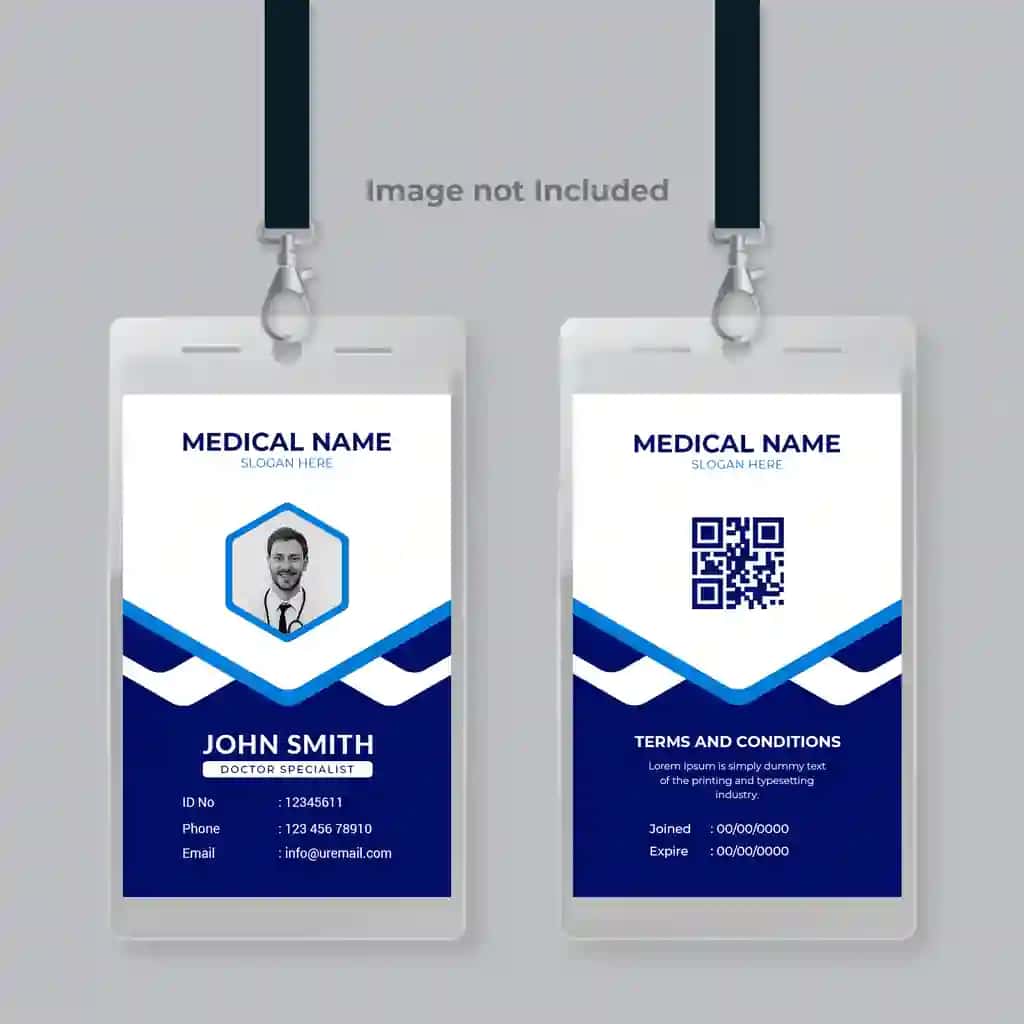 Tibbiy sog'liqni saqlash muassasasi identifikatori dizayni | Medical healthcare establishment id card design