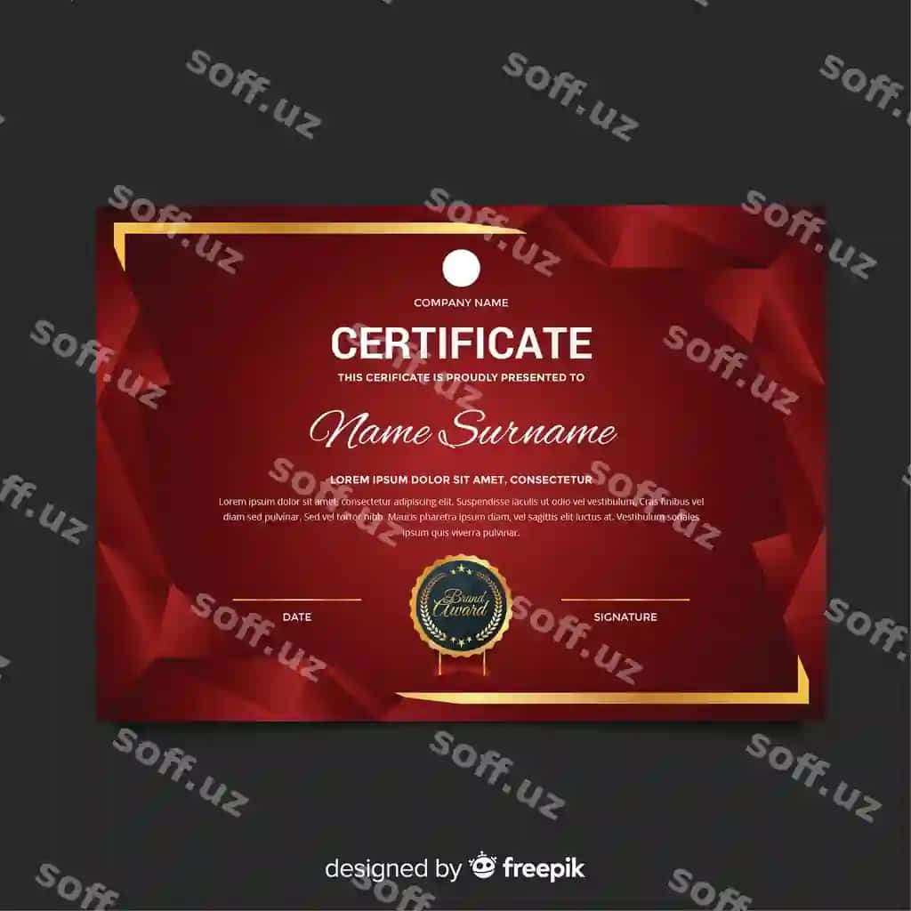 Sertifikat shabloni zamonaviy shakllar bilan | Certificate template with modern shapes