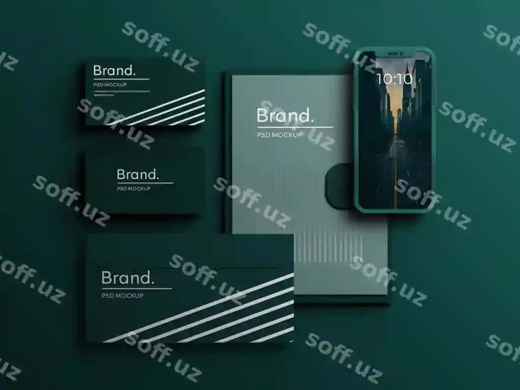 Korporativ qozondoshlik brend identiteti mockup sahna yaratuvchi realistik | Corporate stationery brand identity mockup scene creator realistic