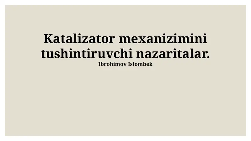 Kataliz mexanizimi