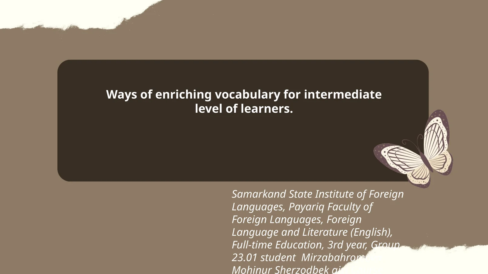 English Language Teaching Methodology Course Presentation