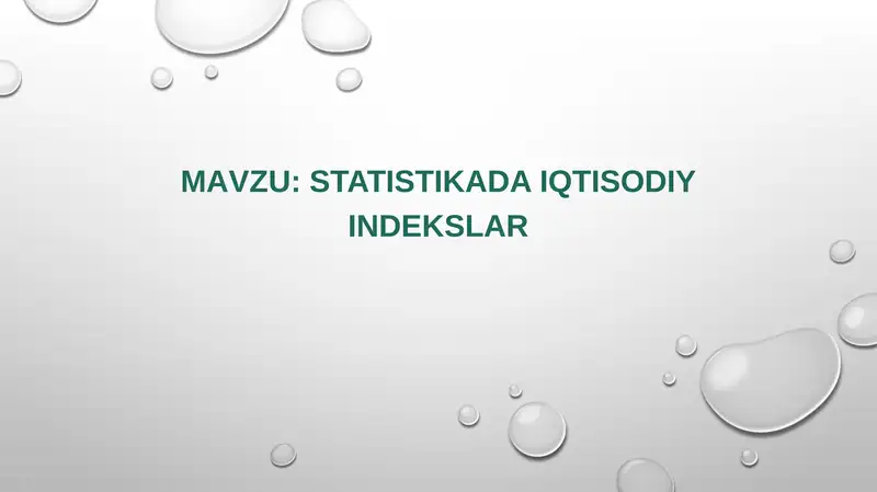 Statistikada iqtisodiy indekslar