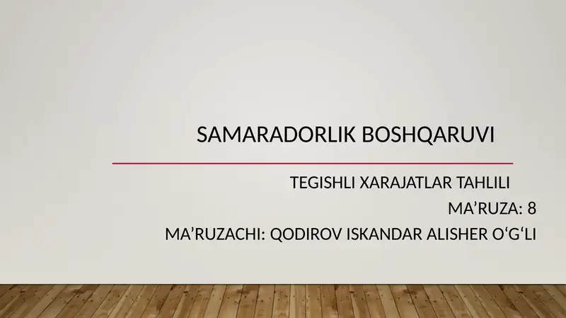 Tegishli xarajatlar Tahlili