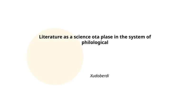 Literature as a Science