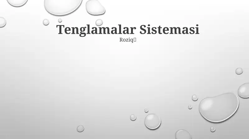 Tenglamalar Sistemasi