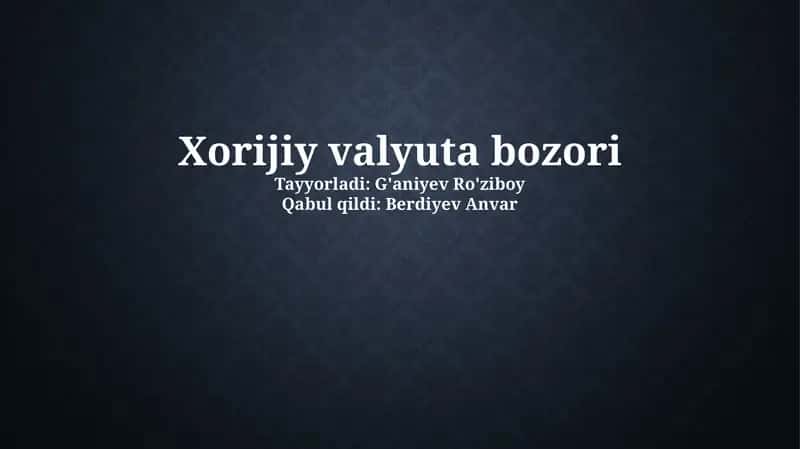 Valyuta ayirboshlash bozori