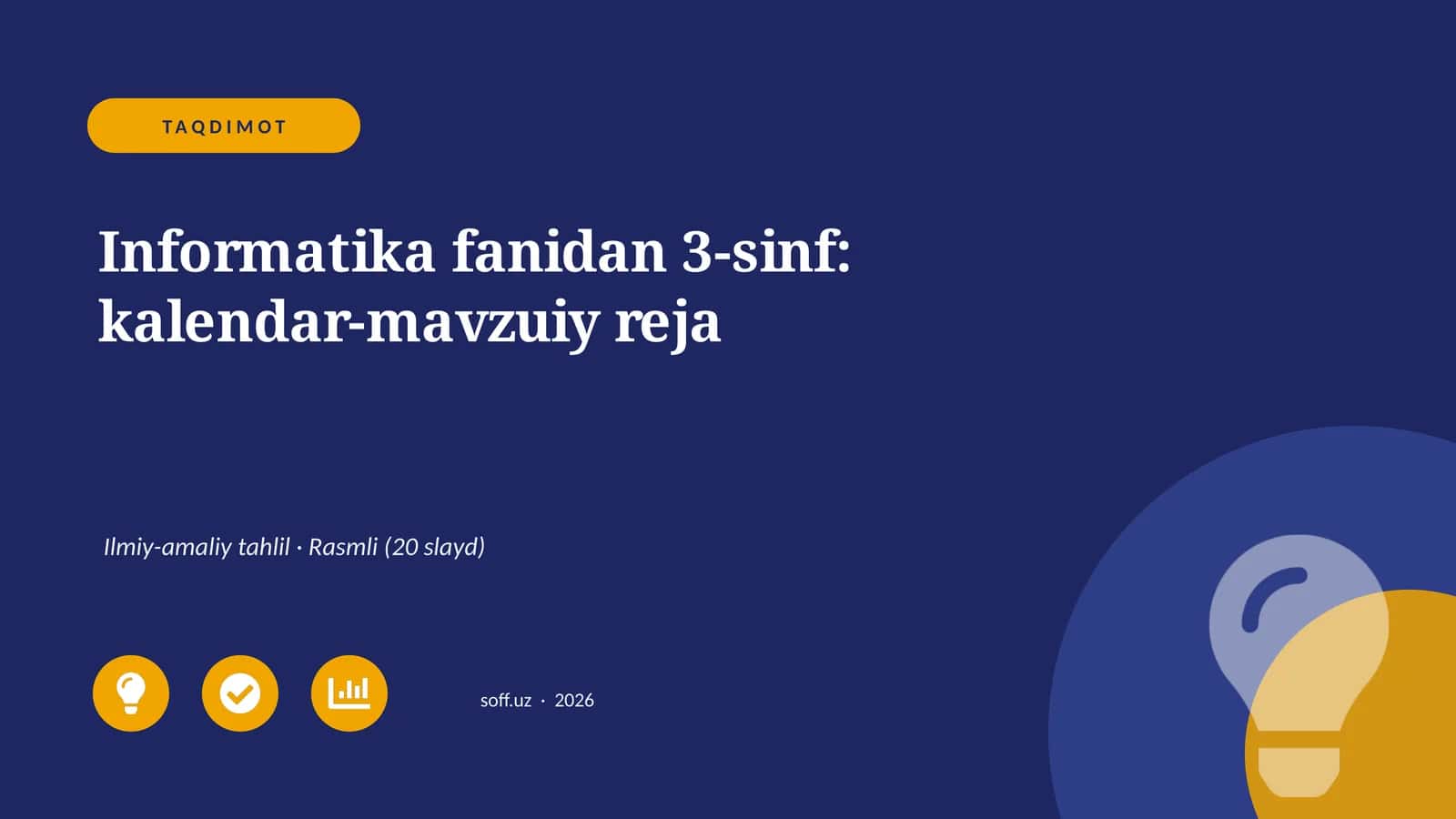 Informatika fanidan 3-sinf: kalendar-mavzuiy reja