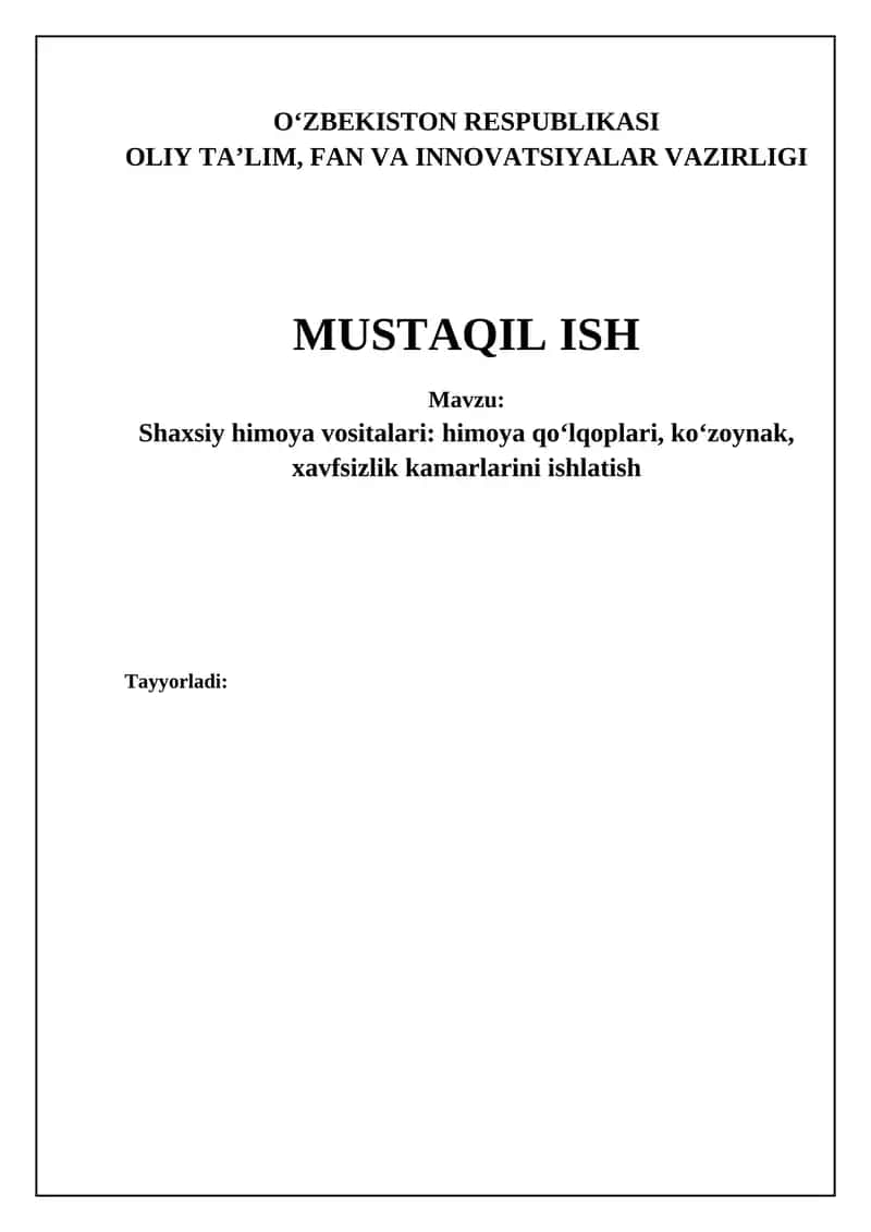 Shaxsiy himoya vositalari (SHHV)