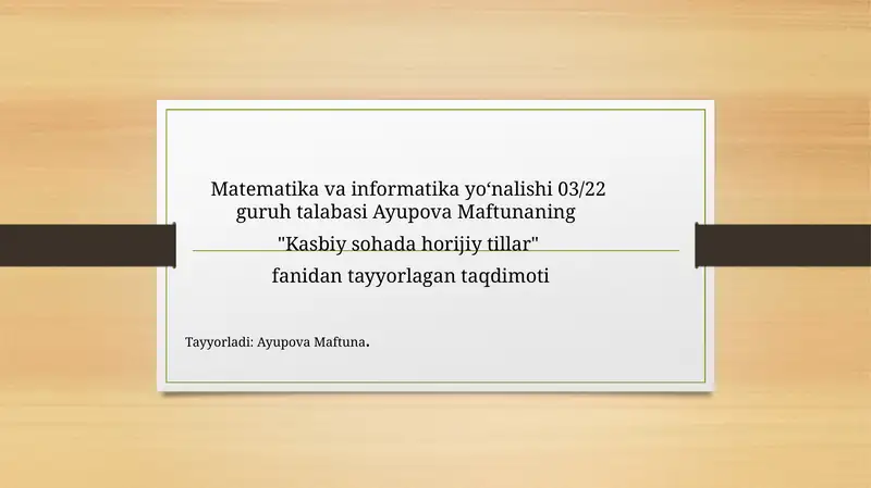 Matematika va Informatika yo'nalishi