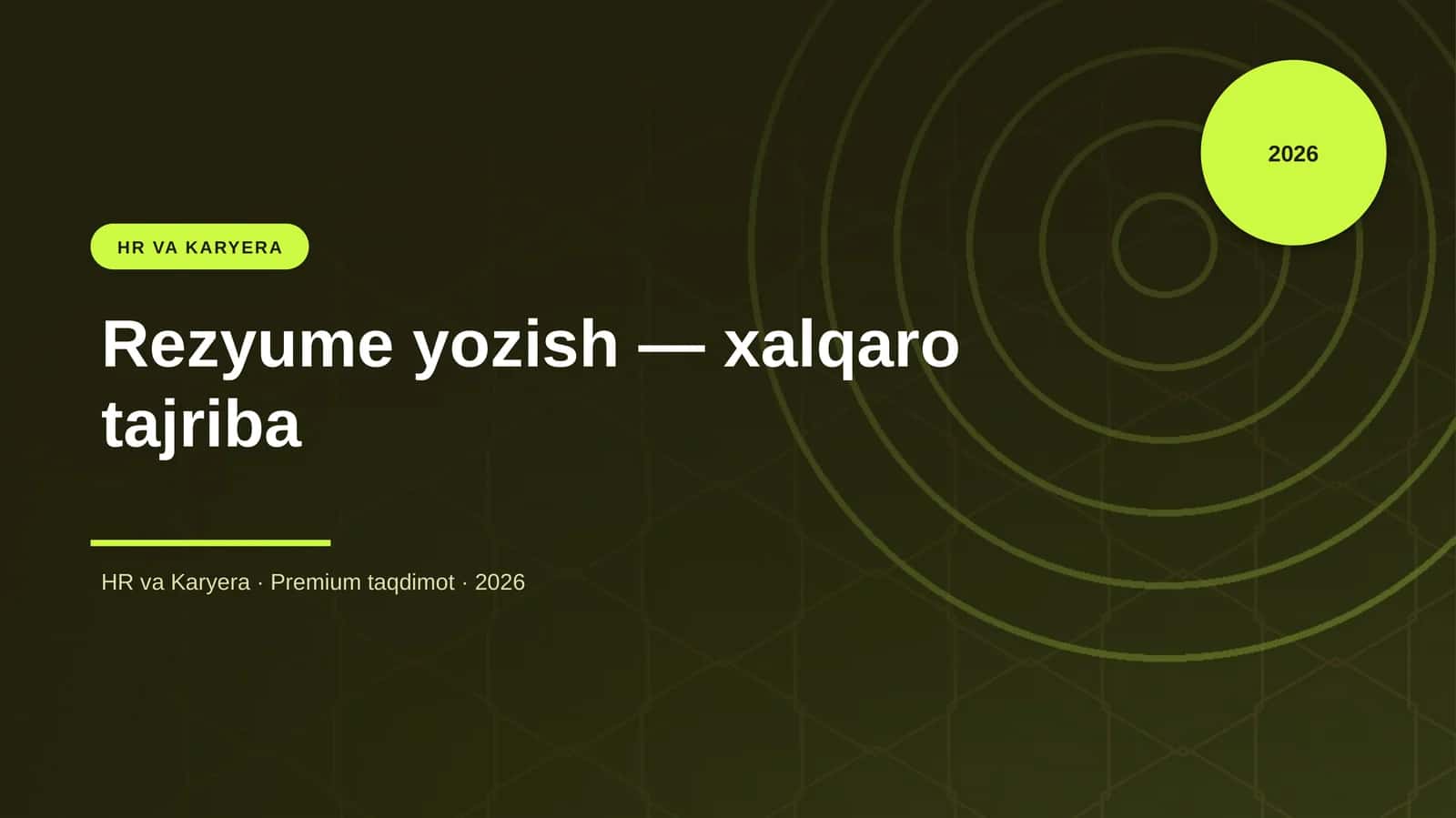 Rezyume yozish — xalqaro tajriba