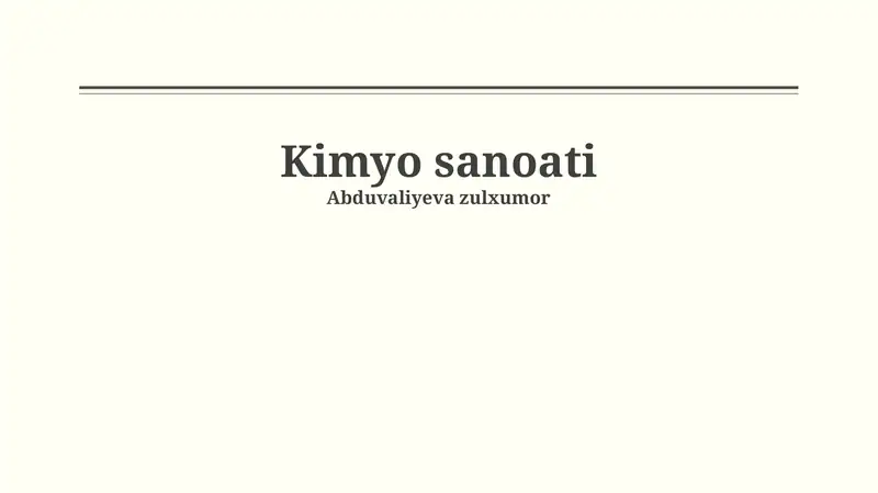 Kimyo sanoati