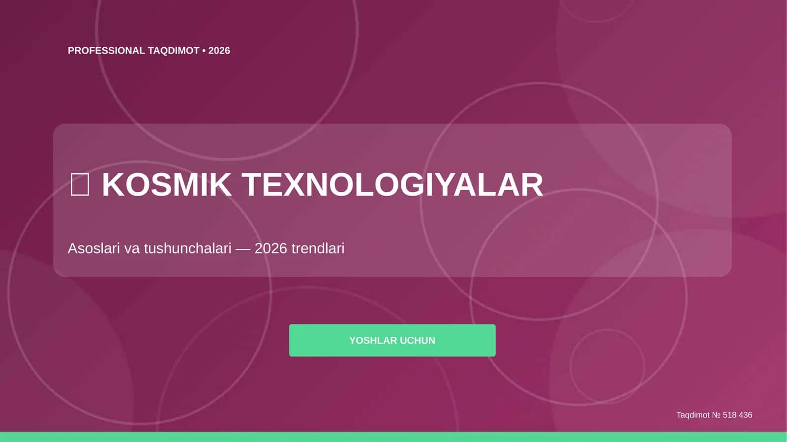 Kosmik texnologiyalar: asoslari va tushunchalari (2026 trendlari) [yoshlar uchun]