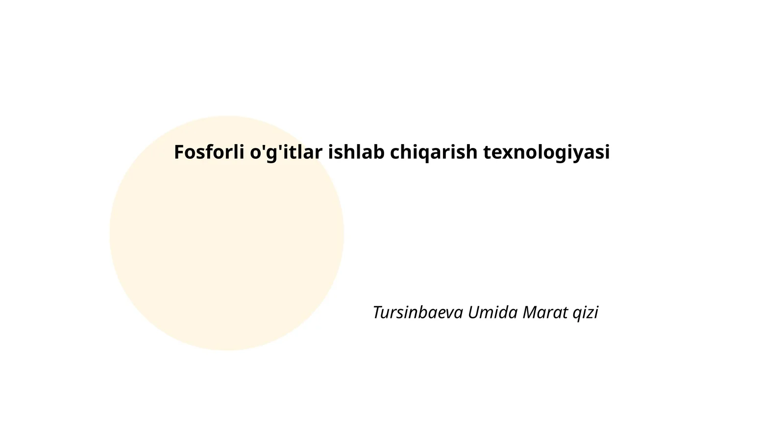 Fosforli o'g'itlar ishlab chiqarish texnologiyasi