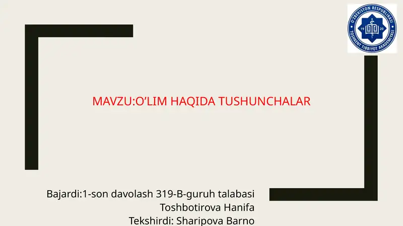 O’lim haqida tushunchalar