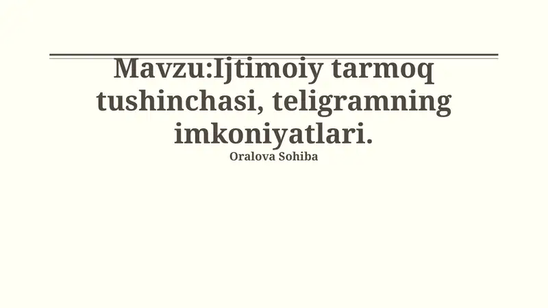 Telegramning imkoniyatlari