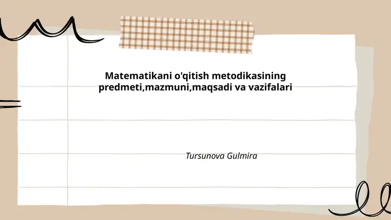 Matematikani o'qitish metodikasi