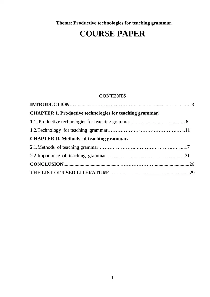 Productive technologies for teaching grammar