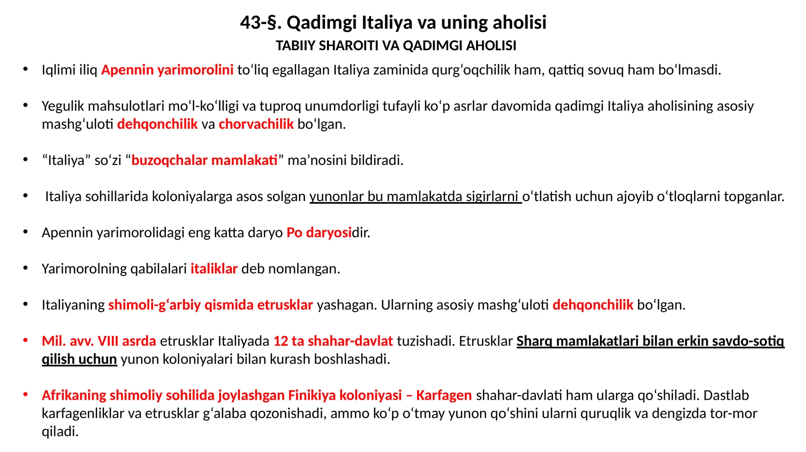 Qadimgi Italiya va uning aholisi