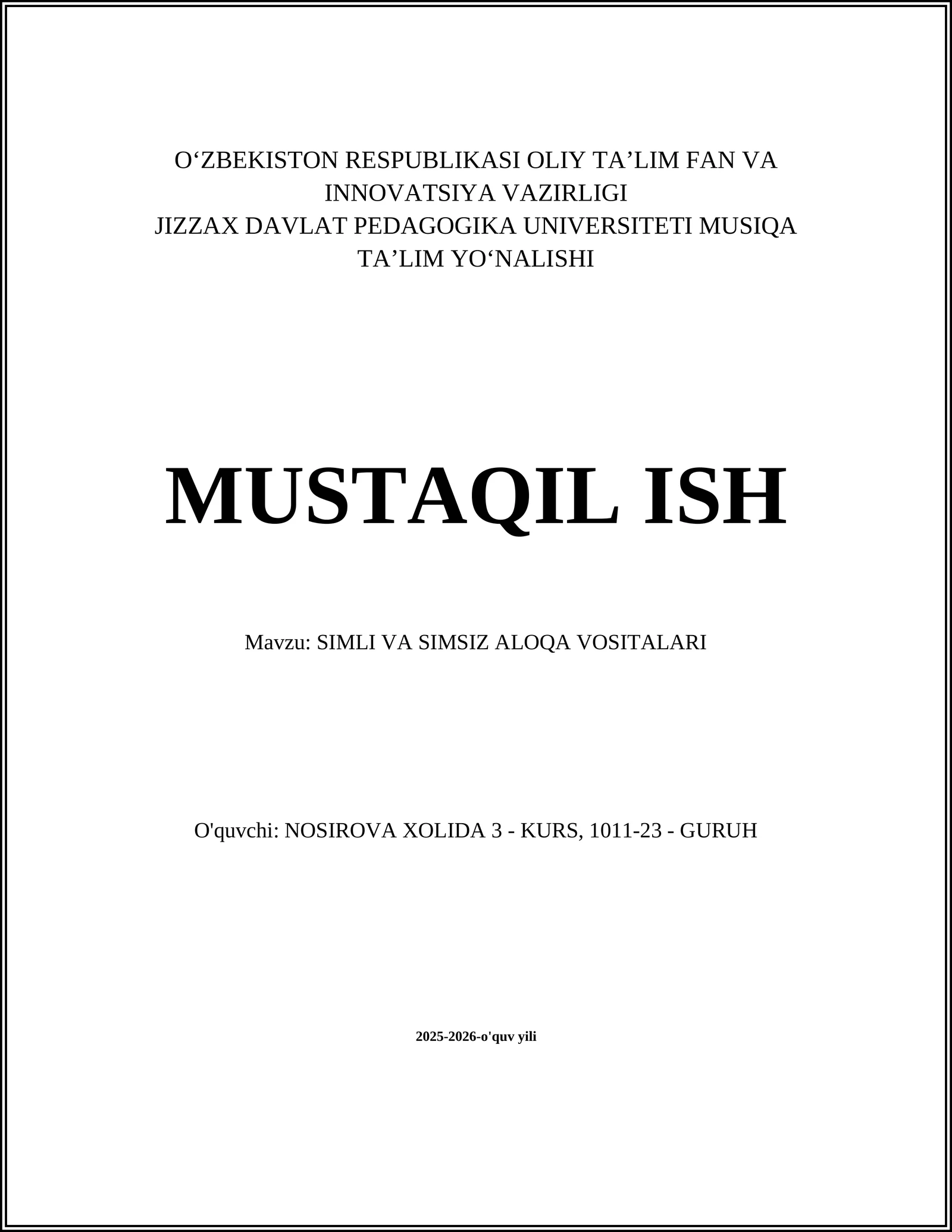 SIMLI VA SIMSIZ ALOQA VOSITALARI