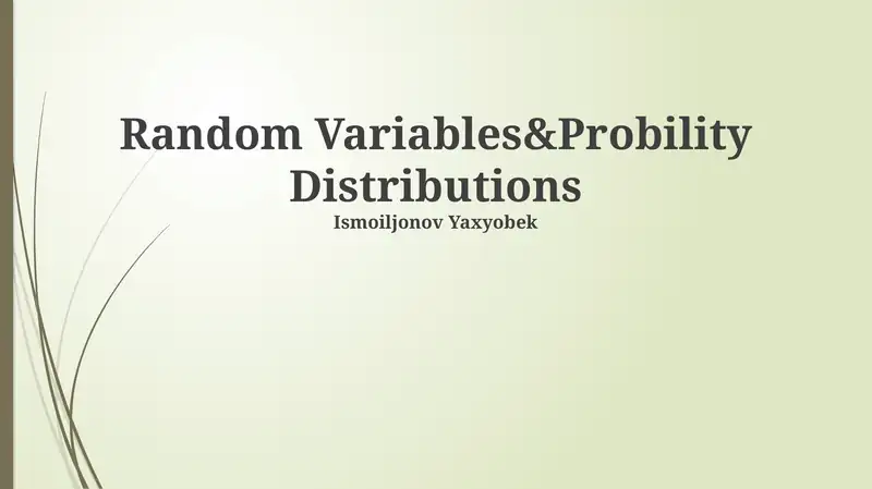Random Variables&Probility Distributions