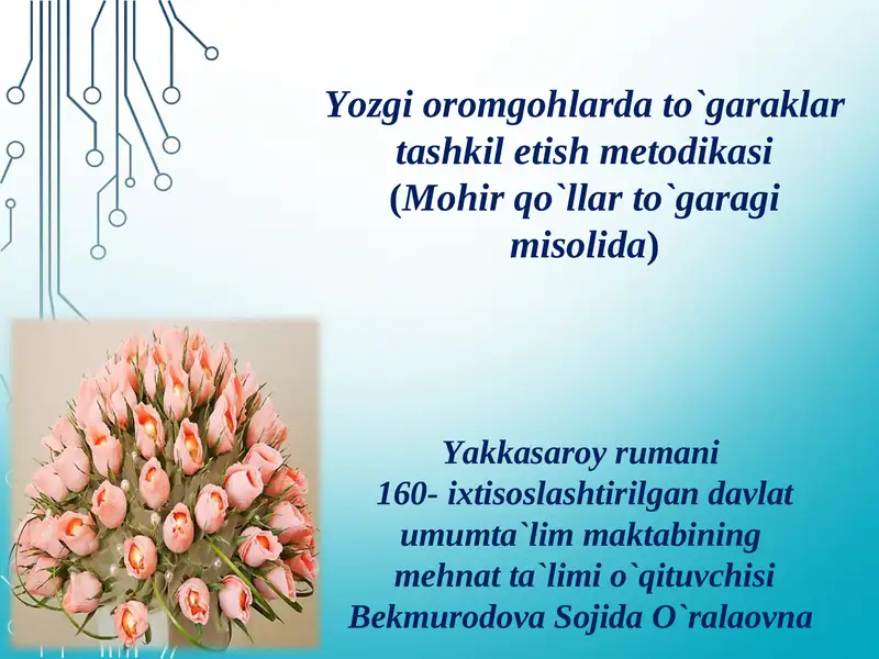 Yozgi oromgohlarda to`garaklar tashkil etish metodikasi