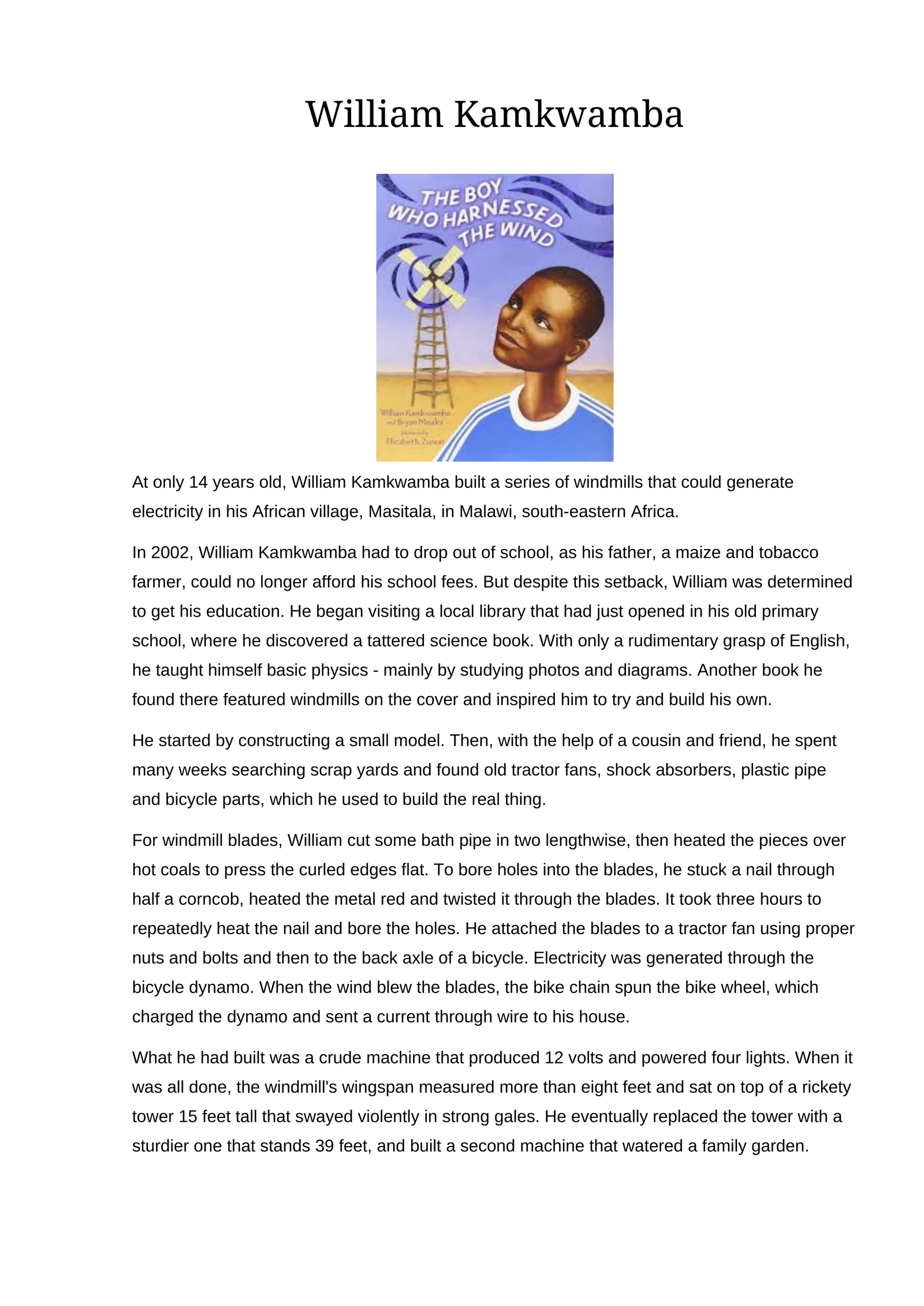 William Kamkwamba