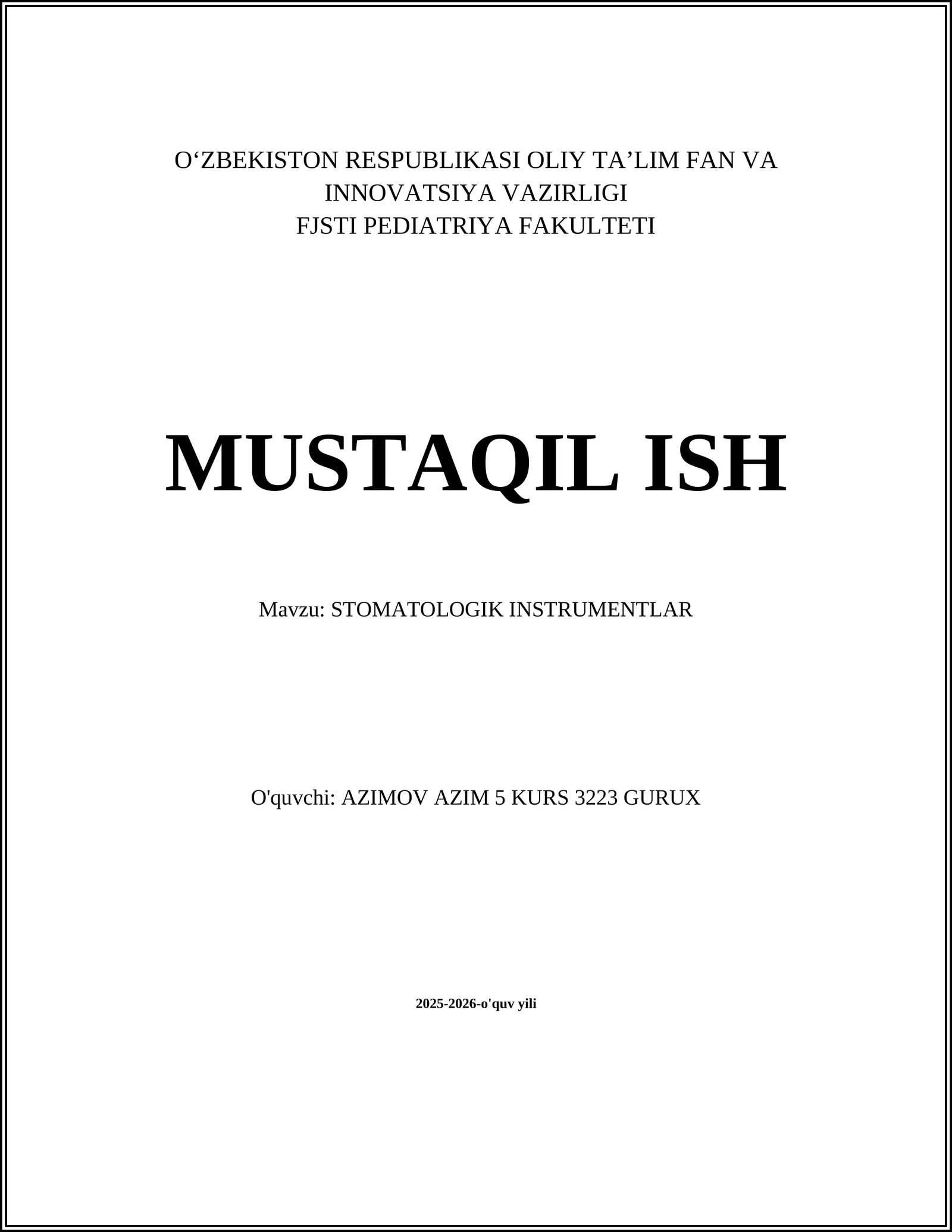 STOMATOLOGIK INSTRUMENTLAR