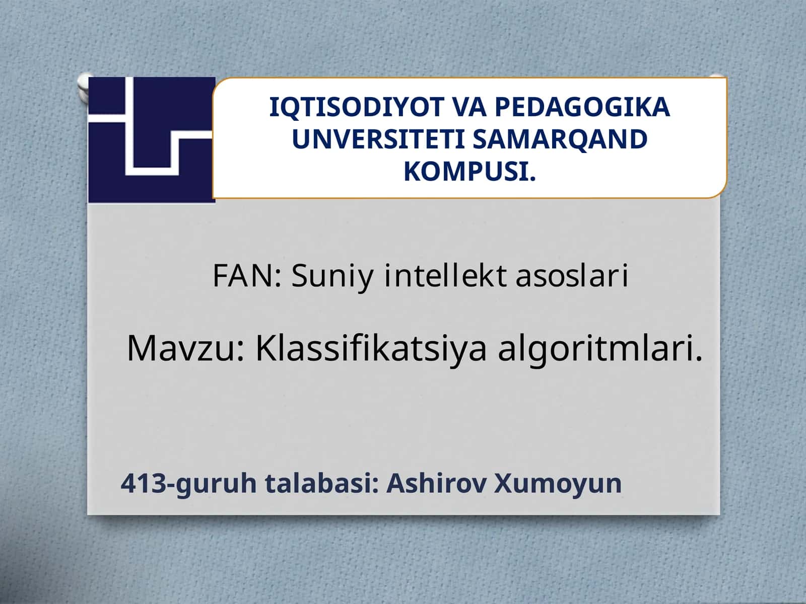 Klassifikatsiya algoritmlari