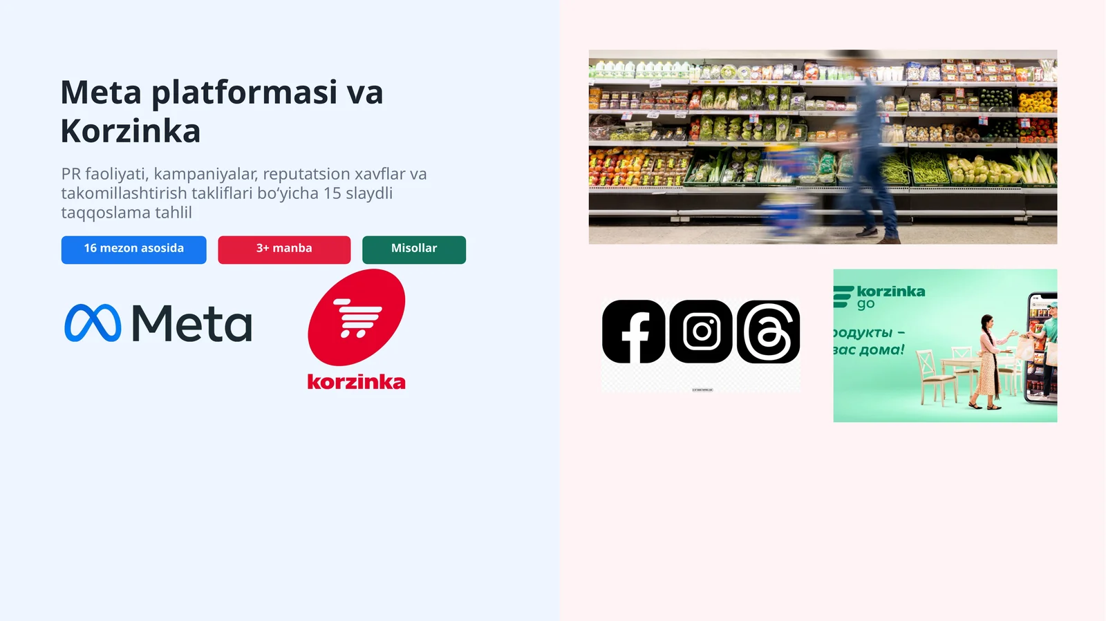 Meta platformasi va Korzinka